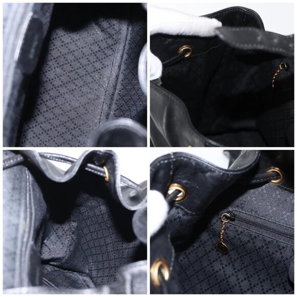 GUCCI Bamboo Backpack Leather Black Gold 003 2058 0016 Auth kk594 main image 15